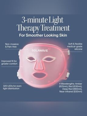 BNIB Solawave Wrinkle Retreat Pro LED Face Mask with Red, Infrared, Deep Red